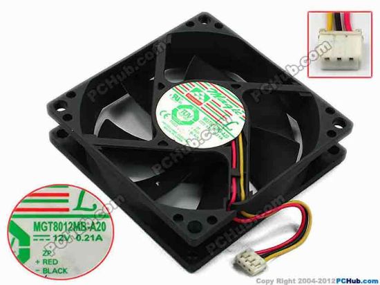 74570 Protechnic Magic MGT8012MB-A20 Server - Square Fan sq80x80x20, w60x3x3, 12V 0.21A  Protechnic Magic MGT8012MB-A20 Server - Square Fan 