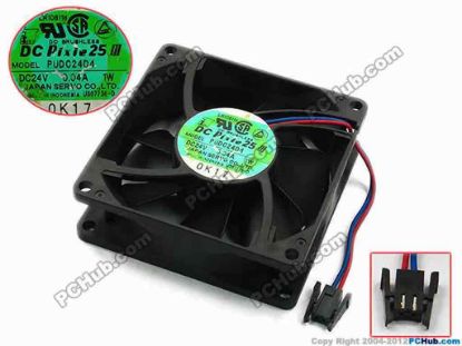 74580 Japan Servo PUDC24D4 Server - Square Fan sq80x80x25, w70x2x2, 24V 0.04A Japan Servo PUDC24D4 Server - Square Fan 