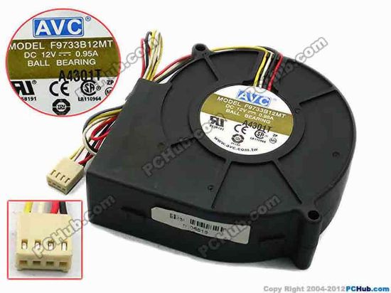 74624 AVC F9733B12MT Server - Blower Fan bw97x94x33, w270x4x4, 12V 0.95A AVC F9733B12MT Server - Blower Fan