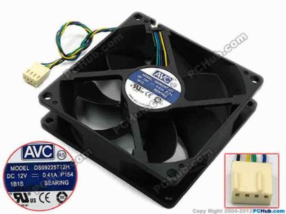 74635 AVC DS09225T12H Server - Square Fan P054, sq92x92x25, w165x4x4, 12V 0.41A AVC DS09225T12H Server - Square Fan 