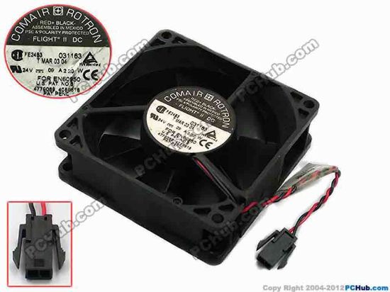 74772 Comair Rotron FE24B3 Server - Square Fan 031163, sq80x80x25, w90x2x2, 24V 0.09A Comair Rotron FE24B3 Server - Square Fan