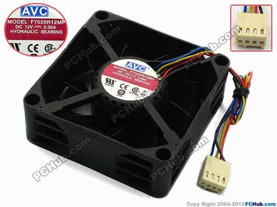 74844 AVC F7025R12MP Server - Square Fan sq70x70x25, w120x4x4, 12V 0.35A AVC F7025R12MP Server - Square Fan 