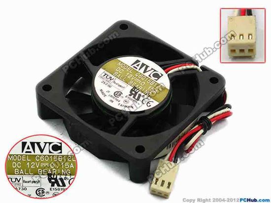 74858 AVC C6015B12L Server - Square Fan sq60x60x15, w130x3x3, 12V 0.15A AVC C6015B12L Server - Square Fan 