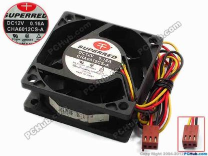 74874 Superred CHA6012CS-A Server - Square Fan sq60x60x23, w380x3x3, 12V 0.16A Superred CHA6012CS-A Server - Square Fan 