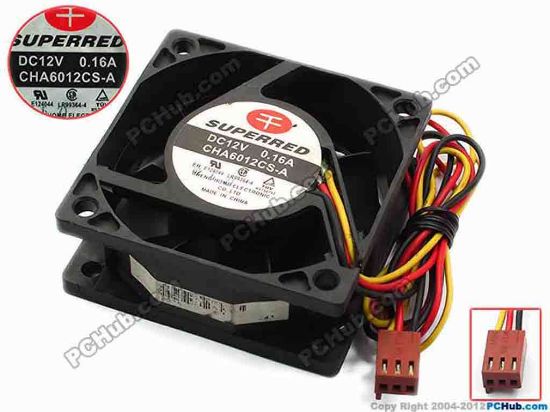 74874 Superred CHA6012CS-A Server - Square Fan sq60x60x23, w380x3x3, 12V 0.16A Superred CHA6012CS-A Server - Square Fan 