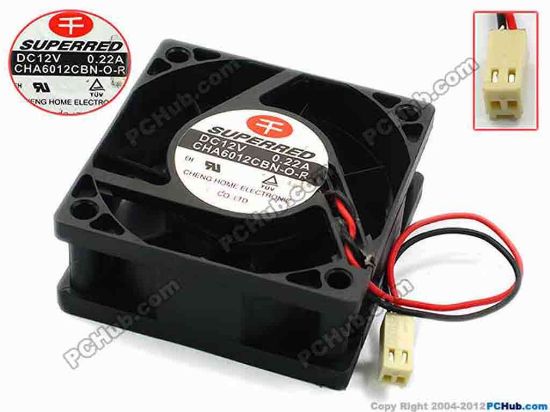 74889 Superred CHA6012CBN-O-R Server - Square Fan sq60x60x25, w105x2x2, 12V 0.22A Superred CHA6012CBN-O-R Server - Square Fan 