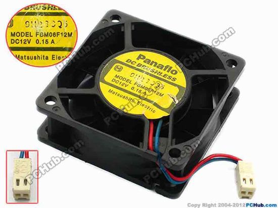 74890 Panaflo / Matsushita FBM06F12M Server - Square Fan sq60x60x20, w45x2x2, 12V 0.15A Panaflo / Matsushita FBM06F12M Server - Square Fan 