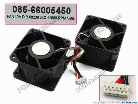 74892 NMB-MAT / Minebea 085-66005450 Server - Square Fan sq60x60x38, 12V, With 2 Fan For 6-Pin  NMB-MAT / Minebea 085-66005450 Server - Square Fan For Hp server DL580