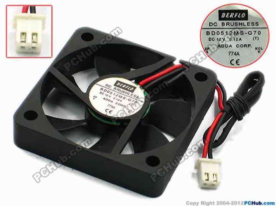74917 ADDA BD0512MS-G70 Server - Square Fan T, sq50x50x10, w150x2x2, 12V 0.12A ADDA BD0512MS-G70 Server - Square Fan 