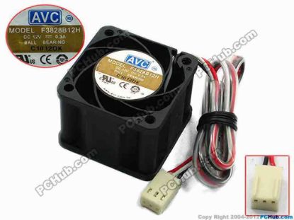 75026 AVC F3828B12H Server - Square Fan sq38x38x28, w280x3x3, 12V 0.3A AVC F3828B12H Server - Square Fan 