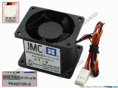 75033 JMC / DaTech 405038-12HB Server - Square Fan HA, sq40x50x38, w220x5x3, 12V 0.75A JMC / DaTech 405038-12HB Server - Square Fan