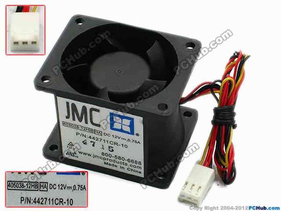 75033 JMC / DaTech 405038-12HB Server - Square Fan HA, sq40x50x38, w220x5x3, 12V 0.75A JMC / DaTech 405038-12HB Server - Square Fan
