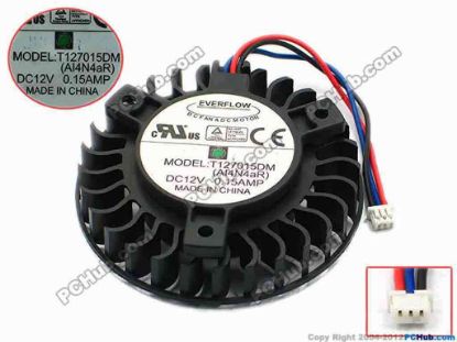75034 Everflow T127015DM Server - Round Fan AI4N$aR, 12V 0.15A, W65x3x3, D58x15, Black Blower Everflow T127015DM Server - Round Fan 