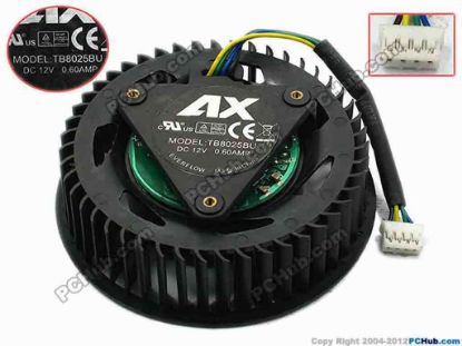 75035 Everflow TB8025BU Server - Round Fan dia75x75x25, w75x4x4, 12V 0.60A Everflow TB8025BU Server - Round Fan 