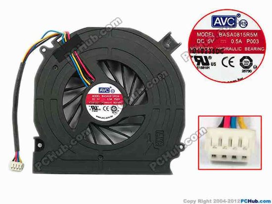 75065 AVC BASA0815R5M Cooling Fan  P003, bw81x75x15, w90x4x4, 5V 0.5A, Bare Fan AVC BASA0815R5M Cooling Fan  