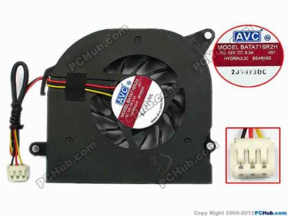 75157 AVC BATA716R2H Server - Blower Fan -001, bw70x66x16, w130x3x3, 12V 0.3A AVC BATA716R2H Server - Blower Fan 