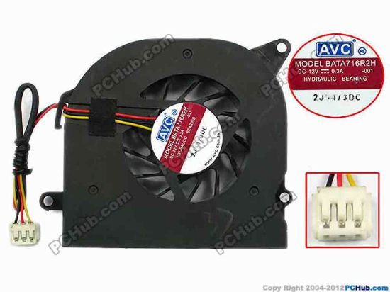 75157 AVC BATA716R2H Server - Blower Fan -001, bw70x66x16, w130x3x3, 12V 0.3A AVC BATA716R2H Server - Blower Fan 