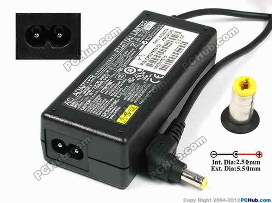 75171 Fujitsu Common Item (Fujitsu / Fujitsu Siemens) AC Adapter- Laptop 19V 3.16A, 5.5/2.5mm, 2-Prong, New Fujitsu Common Item (Fujitsu / Fujitsu Siemens) AC Adapter- Laptop <b>»In stock now ready to ship in 24 hours</b>. 
<p><span class="span11" id="ctl00_ContentPlaceHolder1_ItemDesc1_Label19"></span></p><span class="span11" id="ctl00_ContentPlaceHolder1_ItemDesc1_lblItemDescription">
<div>AC Adapter Model: FMV-AC320A<br />
Fujitsu P/N: CP281868-03<br />
<br />
INPUT: 100-240V~ 1.5A, 50-60Hz<br />
OUTPUT: 19V 3.16A 60W<br />
Connecter size: Int. Diameter: 2.50mm <br />
Ext. Diameter: 5.50mm<br />
<br />
Dimensions: 107 x 45 x 30 mm<br />
<br />
</div>
<div></div>
<div>*Please check carefully and do not mix up with another adapter with the same model but different Voltage, Ampere and Connector size(Tip).<br />
<br />
**Please take note, 2 wire AC <a href="http://www.pchub.com/uph/category/356/Power-Core.html">power cord</a> not included.</div></span>