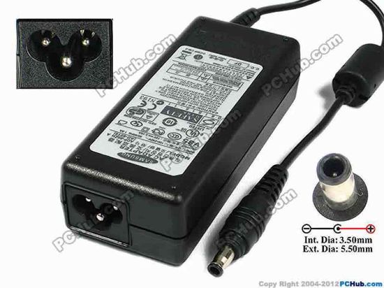 75229 Samsung Laptop Common Item (Samsung Laptop) AC Adapter- Laptop 19V 3.16A, 5.5/3.0mm With Pin, 3-Prong, "NEW" Samsung Laptop Common Item (Samsung Laptop) AC Adapter- Laptop <b>»In stock now ready to ship in 24 hours</b>. 
<p><span class="span11" id="ctl00_ContentPlaceHolder1_ItemDesc1_Label19"></span></p><span class="span11" id="ctl00_ContentPlaceHolder1_ItemDesc1_lblItemDescription">
<p>AC Adapter Model: AD-6019</p>
<p>P/N: BA44-00243A</p>
<p>INPUT: 100-240V~1.5A, 50-60Hz<br />
OUTPUT: 19V 3.16A 60W<br />
Connecter size: Int. Diameter: 3.50mm <br />
Ext. Diameter: 5.50mm</p>
<p>Dimension: 108 x 46 x 30 mm</p>
<p>*Please take note, 3 wire AC power cordnot included.</p></span>