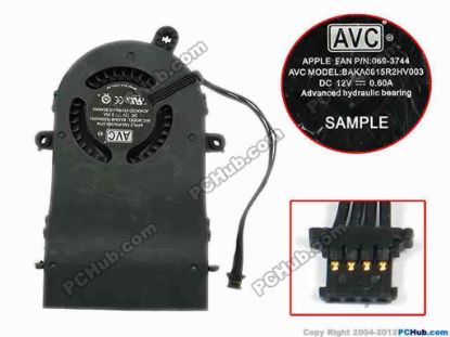 75237 AVC BAKA0615R2HV003 Server - Blower Fan APPLE P/N:069-3744, w100x4x4, 12V 0.55A AVC BAKA0615R2HV003 Server - Blower Fan 