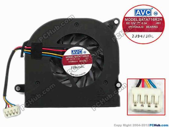 75250 AVC BATA716R2H Server - Blower Fan -001, bw70x66x16, w55x4x4, 12V 0.3A AVC BATA716R2H Server - Blower Fan 