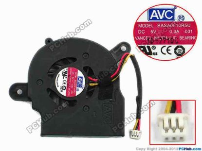 75255 AVC BASA0510R5U Cooling Fan  -001,bw47x46x9,W55x3x3,,5V 0.3A, Bare fan AVC BASA0510R5U Cooling Fan  