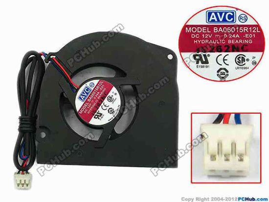 75256 AVC BA06015R12L Server - Blower Fan -E01, bw62x60x13, w275x3x3, 12V 0.24A AVC BA06015R12L Server - Blower Fan S