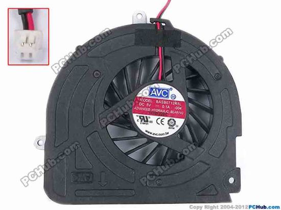 75264 AVC BASB0712R5L Cooling Fan  -004, bw68x74x12, w52x2x2, 5V 0.1A, Bare Fan  AVC BASB0712R5L Cooling Fan  
