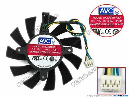 75265 AVC DASA0815R2U Server - Frameless / GPU Fan P001, dia75x75x15, w110x4x4, 12V 0.6A, Black AVC DASA0815R2U Server - Frameless / GPU Fan 