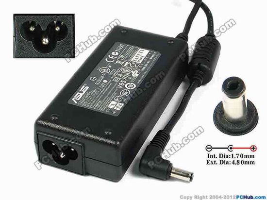 75315 ASUS Common Item (Asus) AC Adapter- Laptop 12V 3A, 4.8/1.7mm, 3-Prong, New ASUS Common Item (Asus) AC Adapter- Laptop <b>»In stock now ready to ship in 24 hours</b>. 
<p><span class="span11" id="ctl00_ContentPlaceHolder1_ItemDesc1_Label19"></span></p><span class="span11" id="ctl00_ContentPlaceHolder1_ItemDesc1_lblItemDescription">
<p>Model: ADP-36EH C</p>
<p>INPUT: 100-240V~ 1.0A, 50-60Hz<br />
OUTPUT: 12V 3A 36W<br />
Connecter size: Int. Diameter: 1.70mm <br />
Ext. Diameter: 4.80mm</p>
<p>Dimension: 97 x 45 x 25 mm</p>
<p>*Please take note, 3 wire AC <a href="http://www.pchub.com/uph/category/356-0-0-1-2/Laptop-Spare-Part.html"><font color="#810081">power cord</font></a> not included.</p></span>