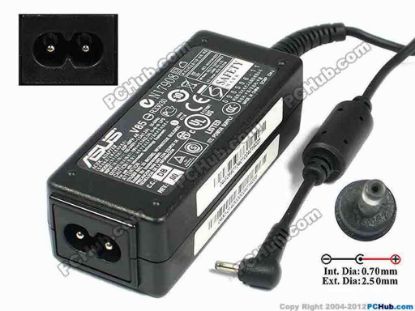75316 ASUS Common Item (Asus) AC Adapter- Laptop 19V 2.1A, 2.5/0.7mm 2-Prong ASUS Common Item (Asus) AC Adapter- Laptop <span style="font-family: simsun; color: #000000; font-size: medium">
<div style="padding-bottom: 2px; border-right-width: 0px; background-color: #ffffff; padding-left: 2px; padding-right: 2px; font-family: verdana, sans-serif; border-top-width: 0px; border-bottom-width: 0px; color: #404040; font-size: 10pt; border-left-width: 0px; padding-top: 2px"><span class="span11" id="ctl00_ContentPlaceHolder1_ItemDesc1_lblItemDescription">Model: EXA0901XH<br />
<br />
INPUT: 100-240V~ 1.0A, 50-60Hz&nbsp;<br />
OUTPUT: 19V 2.1A 40W<br />
Connecter size: Int. Diameter: 0.70mm&nbsp;<br />
Ext. Diameter: 2.5mm<br />
<br />
<div></div>
<div>Dimension: 86 x 35 x 25 mm</div>
<div></div>
<div>*When buying any compatible AC adapter, please take note the type of power cord(2 or 3-prong) used.</div>
<div>
<p>**Please take note, 2 wire AC&nbsp;<a href="http://www.pchub.com/uph/category/356-0-0-1-2/Laptop-Spare-Part.html"><font color="#810081">power cord</font></a>&nbsp;not included.</p></div></span></div></span>