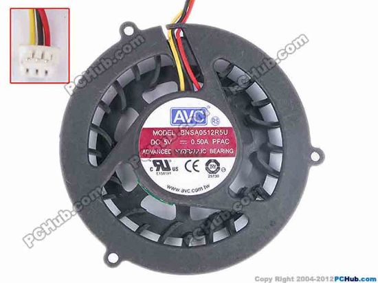75539 AVC BNSA0512R5U Cooling Fan  PFAC, dia52x12, w50x3x3, 5V 0.50A, Bare Fan AVC BNSA0512R5U Cooling Fan  