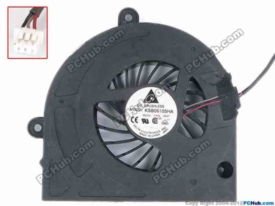 76319 Delta Electronics KSB06105HA Cooling Fan  -AE67, bw75x70x12, w35x3x3, 5V 0.4A, Bare Fan Delta Electronics KSB06105HA Cooling Fan
