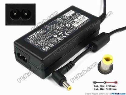 76458 LITE-ON PA-1650-65 AC Adapter- Laptop 19V 3.42A, 5.5/2.5mm, 2-Prong LITE-ON PA-1650-65 AC Adapter- Laptop <b>»In stock now ready to ship in 24 hours</b>. 
<p><span class="span11" id="ctl00_ContentPlaceHolder1_ItemDesc1_Label19"></span></p><span class="span11" id="ctl00_ContentPlaceHolder1_ItemDesc1_lblItemDescription">
<p><span id="ctl00_ContentPlaceHolder1_ItemDesc1_lblItemDescription">AC Adapter Model: PA-1650-65<br />
<br />
Input : 100-240V~ 2.0A, 50-60Hz <br />
Output : 19V 3.42A 65W<br />
Connecter size: Int. Diameter: 2.50mm <br />
Ext. Diameter: 5.50mm<br />
<br />
*Please check carefully and do not mix up with another adapter with the same model but different Voltage, Ampere and Connector size(Tip).</span></p>
<p>**When buying any compatible AC adapter, please take note the type of power cord(2 or 3-prong) used.<br />
<br />
***Please take note, 2 wire AC <a shape="rect" href="http://www.pchub.com/uph/category/356/Power-Core.html"><font face="Verdana">power cord</font></a> not included.</p></span>