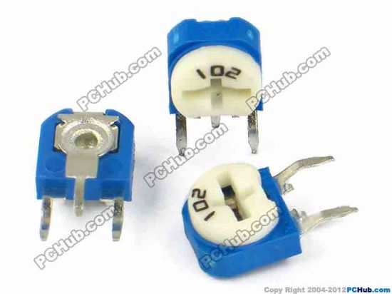 77204 UPH Resistor Potentiometer- Blue & White Trimpots 1K. 201. Vertical. Blue+White UPH Resistor Potentiometer- Blue & White Trimpots 