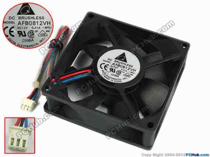 77223 Delta Electronics AFB0812VH Server - Square Fan -BF00, sq80x80x25, w140x3x3, 12V 0.41A Delta Electronics AFB0812VH Server - Square Fan 