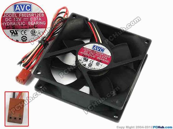 77273 AVC F8025R12EB Server - Square Fan sq80x80x25, w400x3x3, 12V 0.07A AVC F8025R12EB Server - Square Fan 