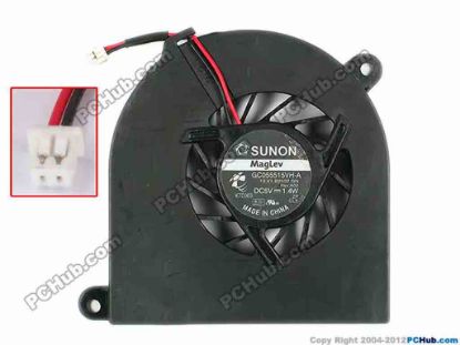 77285 SUNON GC055515VH-A Cooling Fan  13.V1.B2532.GN, Bare fan, w20x2x2, 5V 1.4W SUNON GC055515VH-A Cooling Fan  