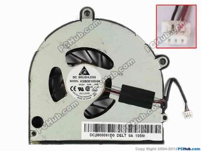 77295 Delta Electronics KSB06105HA Cooling Fan  -AC87, Bare,Size75x71x12 w20x3x3, 5V 0.4A Delta Electronics KSB06105HA Cooling Fan  