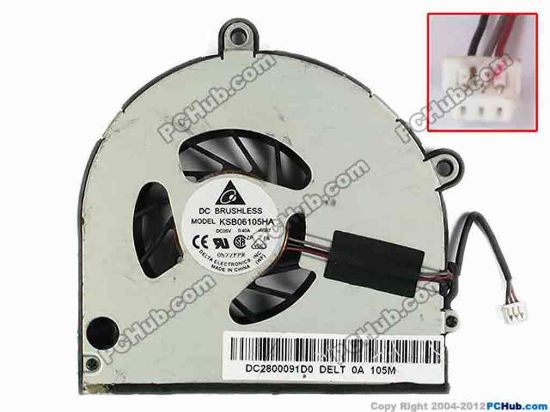 77295 Delta Electronics KSB06105HA Cooling Fan  -AC87, Bare,Size75x71x12 w20x3x3, 5V 0.4A Delta Electronics KSB06105HA Cooling Fan  