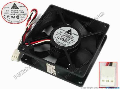 77364 Delta Electronics AFB0812SH Server - Square Fan -8F29R, sq80x80x25, w140x3x3, 12V 0.51A Delta Electronics AFB0812SH Server - Square Fan 