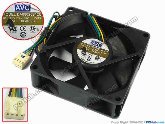 77368 AVC DA08025B12U Server - Square Fan P016, sq80x80x25, w175x4x4, 12V 0.35A AVC DA08025B12U Server - Square Fan 