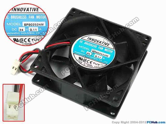 77374 INNOVATIVE BP802524M Server - Square Fan sq80x80x25, w105x2x2, 24V 0.11A INNOVATIVE BP802524M Server - Square Fan 