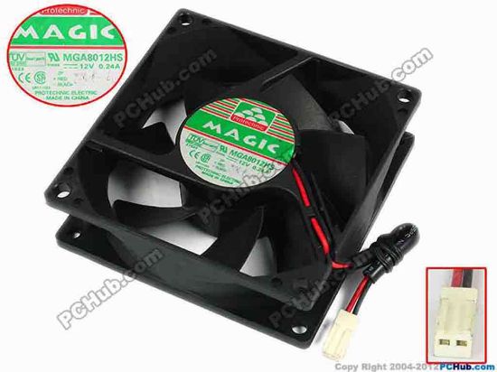77380 Protechnic Magic MGA8012HS Server - Square Fan sq80x80x25, w65x2x2, 12V 0.24A Protechnic Magic MGA8012HS Server - Square Fan 
