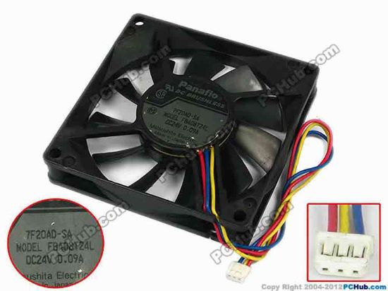 77384 Panasonic FBA08T24L Server - Square Fan sq80x80x15, w160x3x3, 24V 0.09A Panasonic FBA08T24L Server - Square Fan 