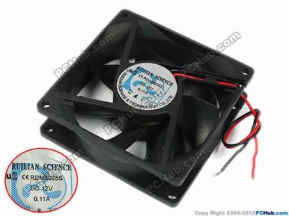 77395 RUILIAN / HENG YANG RDM8025S Server - Square Fan sq80x80x25, 2-Wire, 12V 0.11A RUILIAN / HENG YANG RDM8025S Server - Square Fan 