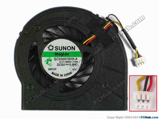 77417 SUNON GC055010VH-A Cooling Fan  13.V1.B3591.F.GN, bare, 47x50x9, w20x3x3, 5V 0.9W SUNON GC055010VH-A Cooling Fan  