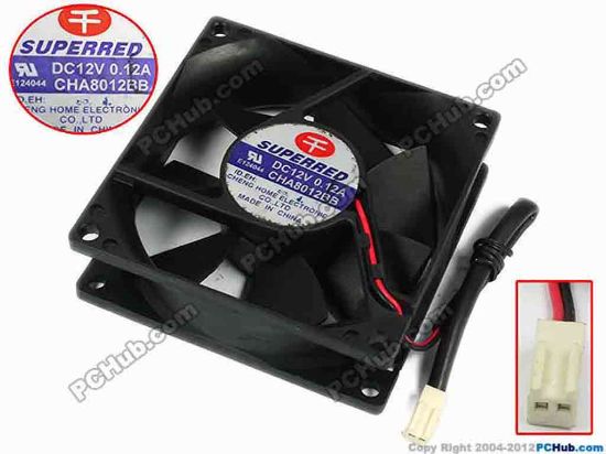 77440 Superred CHA8012BB Server - Square Fan sq80x80x25, w130x2x2, 12V 0.12A Superred CHA8012BB Server - Square Fan 