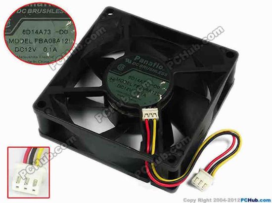 77451 Panasonic FBA08A12L Server - Square Fan -D0, sq80x80x25, w95x3x3, 12V 0.1A Panasonic FBA08A12L Server - Square Fan 