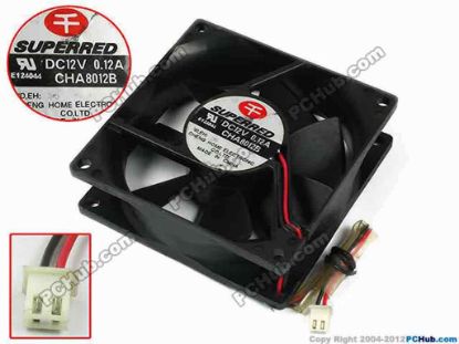 77455 Superred CHA8012B Server - Square Fan sq80x80x25, w80x2x2, 12V 0.12A Superred CHA8012B Server - Square Fan 